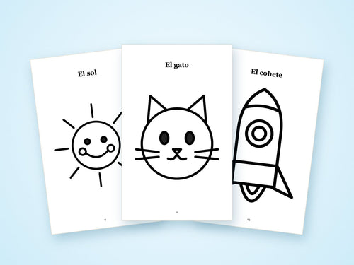 Páginas de Garabatos Felices: el sol, el gato y el cohete